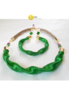 Smaragdzöld, egyedi, kézműves, designer hullám nyaklánc, karkötő - Liv Ékszerek, ékszer 
