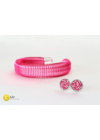 3d-s, fuxia, pasztell rózsaszín kézműves fülbevaló és/vagy karkötő, nyaklánc, ékszerszett - Liv Ékszerek 