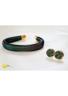 Smaragdzöld, fekete, barna,színjátszó, kézműves fülbevaló és/vagy karkötő, nyaklánc 