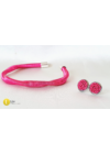 Fuxia rózsaszín, kézműves fülbevaló és/vagy vékony nyaklánc, karperec - Liv Ékszerek 