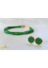 Smaragdzöld, kézműves vékony környaklánc,  és/vagy karperec, fülbevaló - Liv Ékszerek 