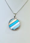 Kép 2/8 - Türkiz, beige, ezüst, kézműves, fülbevaló és/vagy medál, nyaklánc 