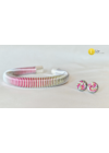 Ezüst, rózsaszín, sárga, kézműves Waving nyaklánc és/vagy karkötő, fülbevaló 