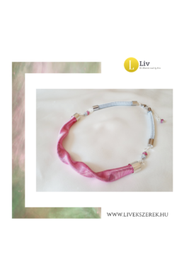 Rózsaszín, ezüst színű, egyedi, kézműves, designer, hullám nyaklánc - Liv Ékszerek, ékszer 