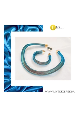 3D-s, kék, sárga, fülbevaló és/vagy karkötő, környaklánc, ékszerszett - Liv Ékszerek 