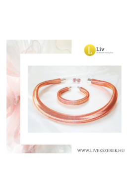 Rosegold, rózsaszín, ezüst, kézműves, színjátszó fülbevaló és/vagy karkötő, nyaklánc 