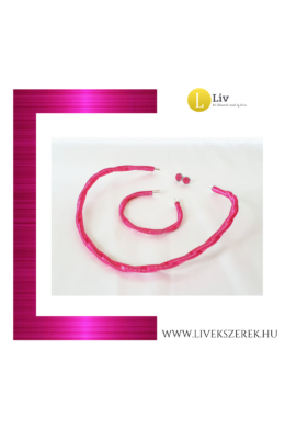Fuxia rózsaszín, kézműves fülbevaló és/vagy vékony nyaklánc, karperec - Liv Ékszerek