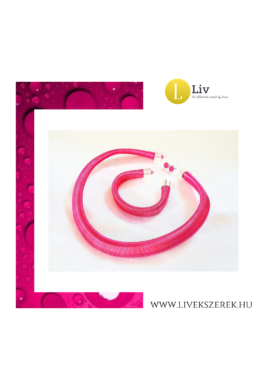 Fuxia rózsaszín, kézműves fülbevaló és/vagy karkötő, nyaklánc, ékszerszett - Liv Ékszerek 