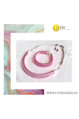 Pasztell rózsaszín, egyedi, kézműves, designer fülbevaló, karkötő és/vagy nyaklánc, hosszú nyaklánc, ékszerszett - Liv Ékszerek, ékszer 