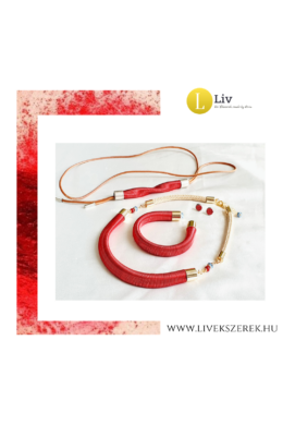 Piros, egyedi, kézműves, designer fülbevaló és/vagy karkötő, nyaklánc, ékszerszett - Liv Ékszerek, ékszer 