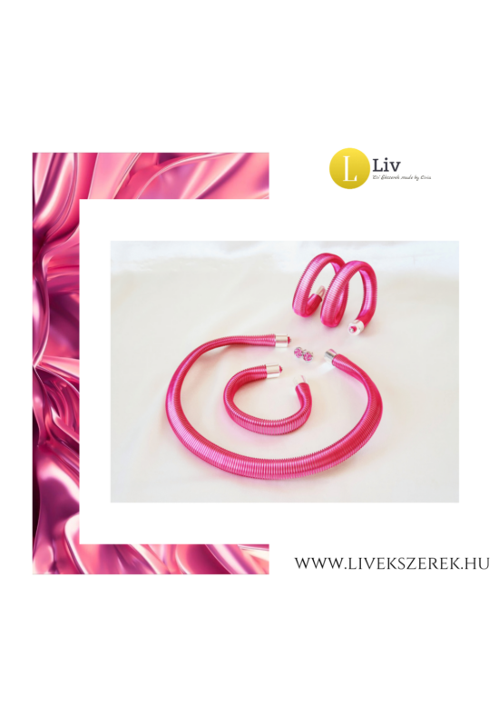 3d-s, fuxia, pasztell rózsaszín kézműves fülbevaló és/vagy karkötő, nyaklánc, ékszerszett - Liv Ékszerek 
