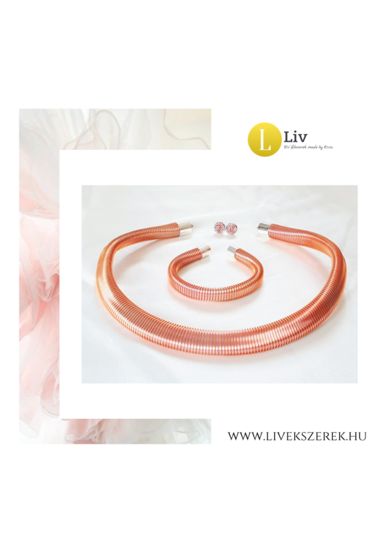 Rosegold, rózsaszín, ezüst, kézműves, színjátszó fülbevaló és/vagy karkötő, nyaklánc 