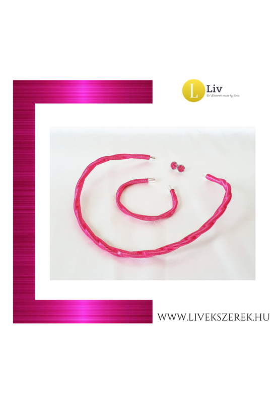Fuxia rózsaszín, kézműves fülbevaló és/vagy vékony nyaklánc, karperec - Liv Ékszerek