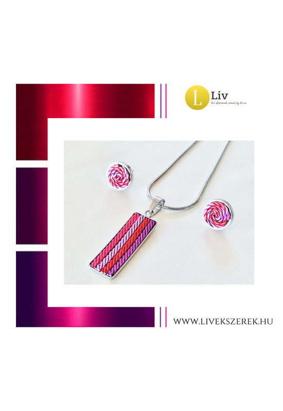 Fuxia, lila, piros, kézműves fülbevaló és/vagy medál, nyaklánc 