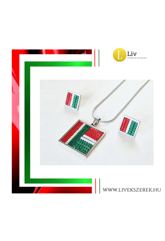 Magyar, trikolor, kézműves fülbevaló és/vagy medál, nyaklánc 