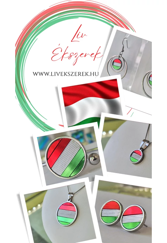 Magyar trikolor, kézműves, fülbevaló és/vagy medál, nyaklánc 